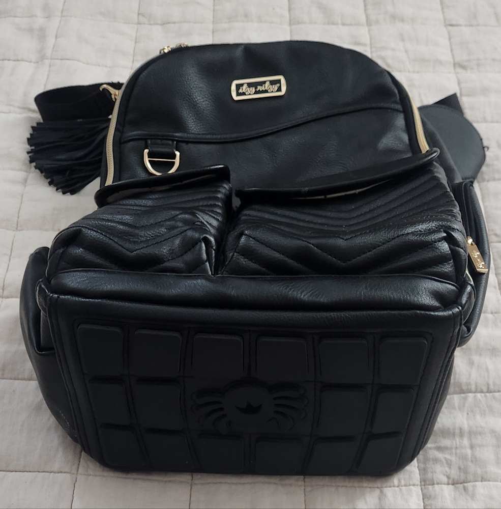 Itzy Ritzy Black Diaper Backpack with Gold Accents - Picture 2 of 9